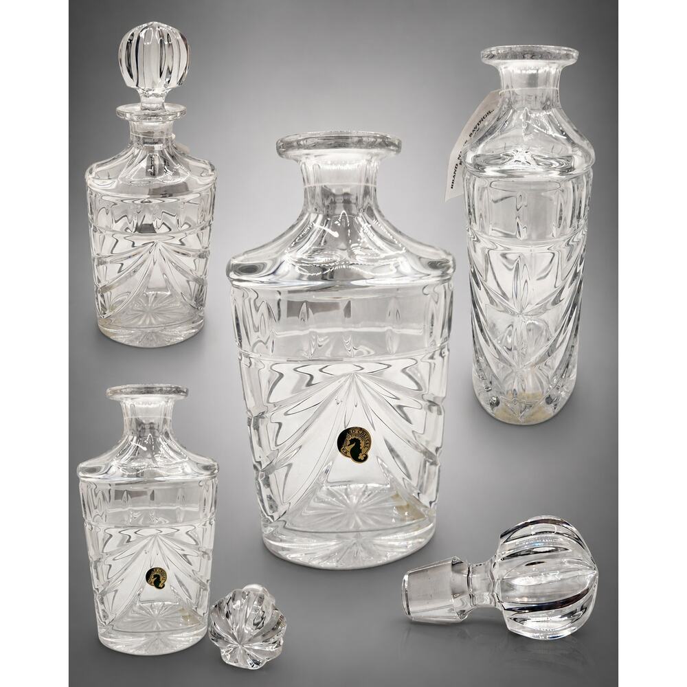 Waterford Overture Crystal Decanter Portugal 10” Tall w/ Stopper Vintage Barware